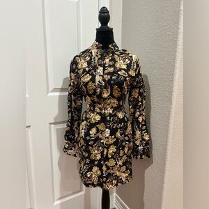 Shona Joy Palermo Panelled Mini Dress In Black/Multi Size 2